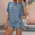 thumbnail image 7 of Pincandy Womens Short Sleeve Summer Tops Tie Side Chiffon Drop Shoulder Blouses Round Neck Pompom Shirts, 7 of 7