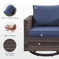 thumbnail image 5 of PARKWELL Outdoor Swivel Glider Chair, Patio Swivel Rocking Lounge Chair with Navy Cushions for Balcony Patio, Gray Wicker, 5 of 7