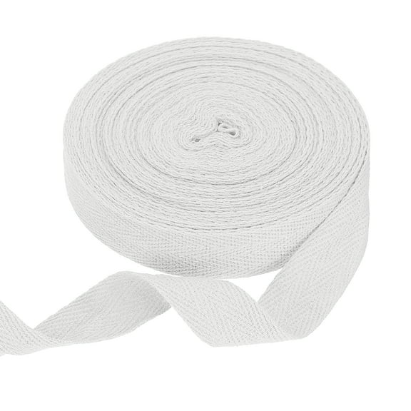Uxcell Cotton Twill Tape Ribbon 3/4" 11 Yard Herringbone Webbing Tape, White