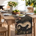 thumbnail image 3 of Burlap Table Runner 90 Inches Long, Marine Seahorse Starfish Coral Non-Slip Kitchen Table Runners for Dining Room Everyday Use Party Table Decorations Vintage Underwater World, 3 of 9