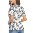 thumbnail image 4 of Zufioo Retro Rooster Print Women's Classic V-neck T-shirt, V-neck Short-sleeved Tops Home Wear, Suitable for Daily Life, Work, Outdoors-XX-Large, 4 of 8