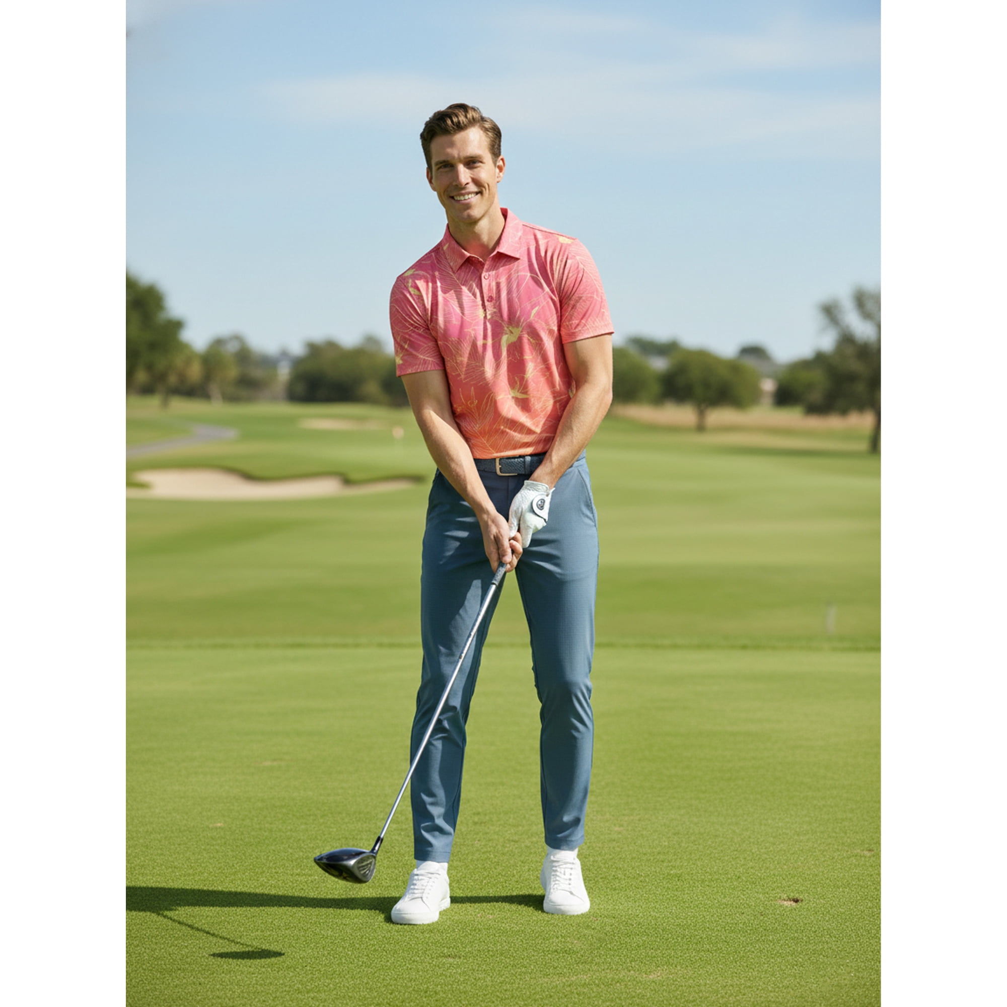 Birdie Bound Men's and Big & Tall Men's Print Polo Golf Shirt, Sizes XS-4XLT