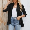 thumbnail image 5 of idosla Women Cardigan 3/4 Sleeves Open Front Lightweight Soft Netted Knit Draped Ruffles Cardigan Kimono Cover Ups (Black, XL), 5 of 9