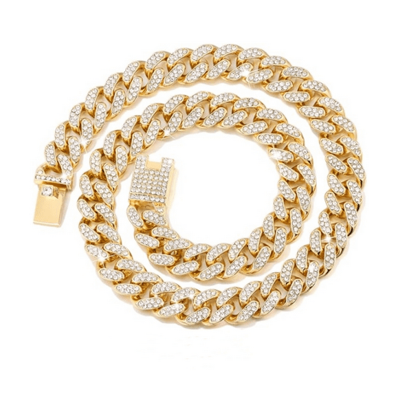 Dog Collar Gold Silver Color Metal Chain Diamond Pet Collars for Dogs Cats Jewelry 8/10/14/16/18/20/24/28 Inch (16inch, Gold)