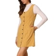 thumbnail image 4 of Vestido de tirantes para mujer INSPIRE CHIC, con escote en forma de scoop, vestido tipo pinafore de pana, vestido casual XS en color amarillo oscuro, 4 of 6