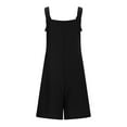 thumbnail image 4 of Htigea Clearance Womens Summer Casual Sleeveless Romper Loose Spaghetti Strap Overalls Shorts Jumpsuit with Pockets 2025 Clothes Today Deals Black,L, 4 of 5