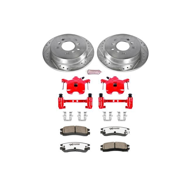 Power Stop Rear Z26 Street Warrior Brake Pad and Rotor Kit with Red Powder Coated Calipers KC1440-26