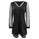 thumbnail image 4 of Vestido camisero para mujer Perspectiva de malla transparente Manga larga Cuello en V Mini vestidos cortos Pompotops hdfakjf1557, 4 of 5