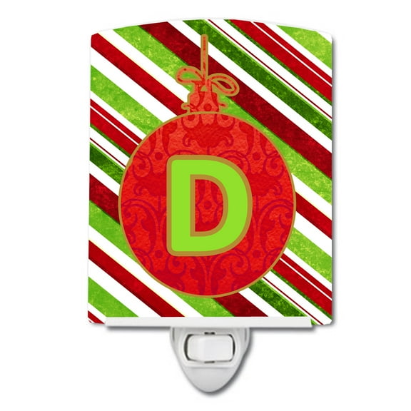 Caroline's Treasures CJ1039-DCNL Christmas Oranment Holiday Initial Letter D Ceramic Night Light, 6x4x3", multicolor