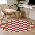 thumbnail image 5 of Area Rug 36in, Retro Japanese Flowers Floor Carpet Living Room Rug, Classic Red White Plaid Non-Slip Welcome Mat Indoor Rugs for Bedroom Dining Room, 5 of 9