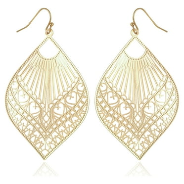 Time and Tru Women's Filagree Metal Boho Fishhook Basic Fashion Earrings