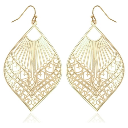 Time and Tru Women's Filagree Metal Boho Fishhook Basic Fashion Earrings