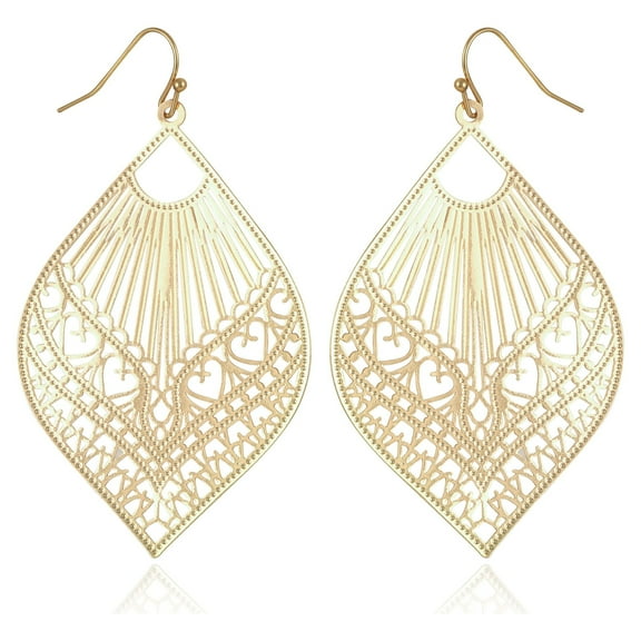 Time and Tru Women's Filagree Metal Boho Fishhook Basic Fashion Earrings