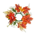 thumbnail image 2 of geerera Fall Candle Ring with Maple Leaves & Berries, Artificial Harvest Wreath for Pillar Candles, Rustic Autumn Tabletop Decor for Thanksgiving Home, 14.2", 2 of 9