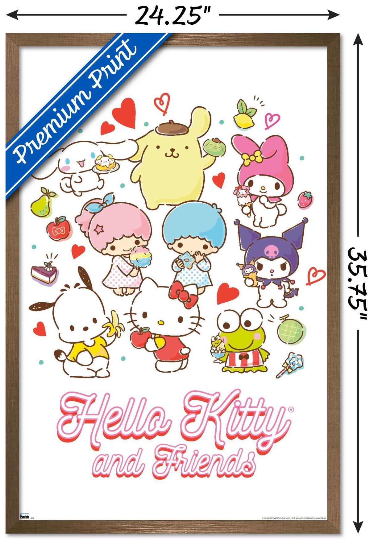 Hello Kitty and Friends - Kawaii Favorite Flavors Wall Poster, 22.375" x 34" Framed