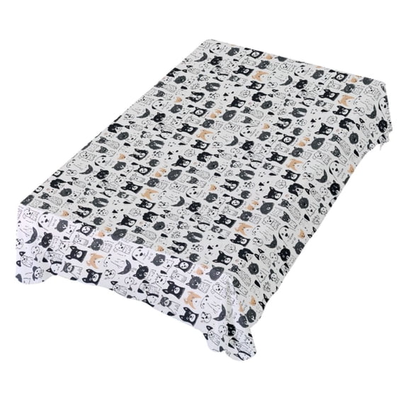 JSTEL Kawaii Puppy Print Dog Table Cloth Rectangle 60 x 90 Inch Tablecloth Anti Wrinkle Table Cover for Dining Kitchen Parties