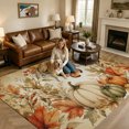 thumbnail image 2 of Large Area Rugs 8'x10', Vintage Pumpkins Fall Carpet Runner Indoor Outdoor Rugs Home Decor Aesthetic, Thanksgiving Butterfly Leaves Retro Non Slip Mats Washable Accent Rug for Living Room Bedroom, 2 of 8