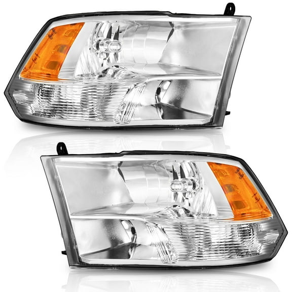 WEELMOTO Headlights for 09-18 Dodge Ram 1500/10-18 Dodge Ram 2500 3500 Models with Factory Quad Style, 2019-2022 Ram 1500 Classic Headlamp Replacement Chrome Housing (Not Fit Factory Projector Style)