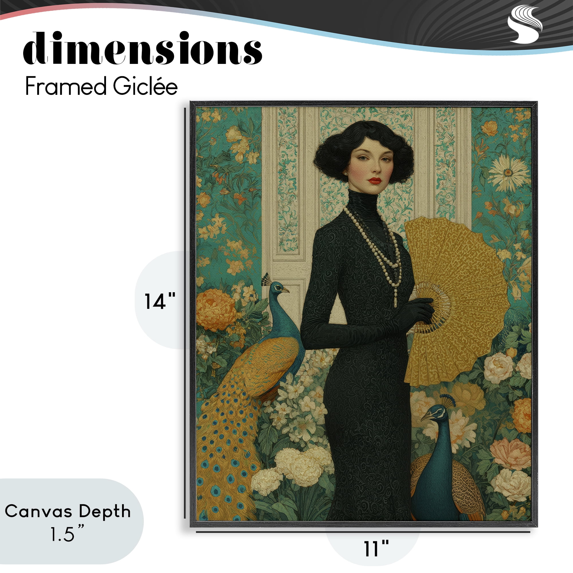 Stupell Industries Floral Velvet Reign Black Framed Giclee Art, design by A Barefoot Stylist