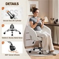 thumbnail image 6 of Yaheetech Faux Leather Adjustable Swivel Office Chair,White, 6 of 8
