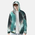 thumbnail image 2 of Balery Veste à Capuche Protection Solaire UPF 50+ Motif Requin de Surf Légère à Manches Longues pour Femmes Hommes avec Poche Randonnée Extérieur-3TG, 2 of 7