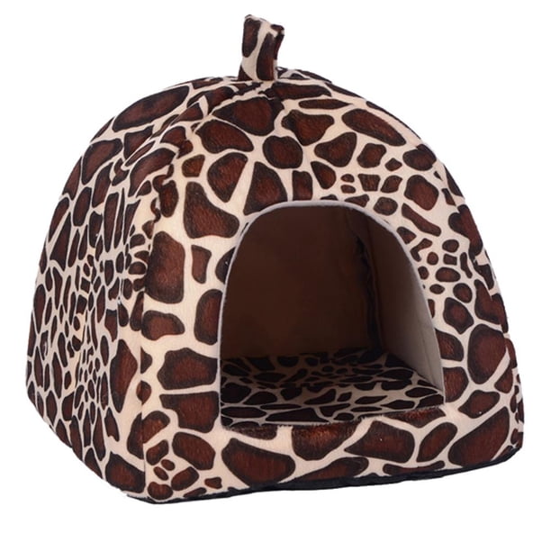 Strawberry Pet Dog Cat Bed House Kennel Doggy Puppy Basket Pad (Leopard XL)