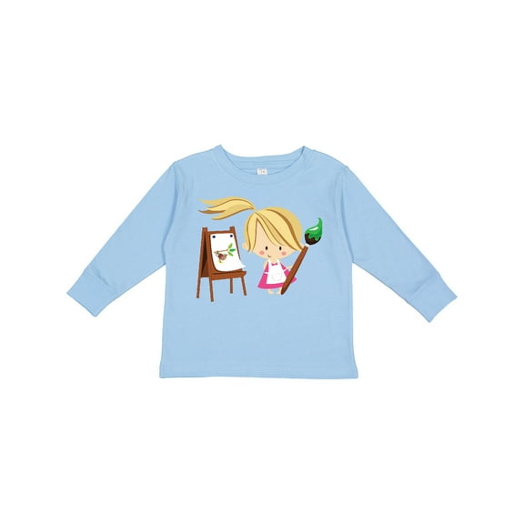 Inktastic Artist Girl with Easel Girls Long Sleeve Toddler T-Shirt
