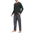 thumbnail image 3 of MoFiz Pjs Men's Pajama Sets Long Sleeve Top Checkered Pants Cozy Loungewear 2 Pieces, 3 of 7