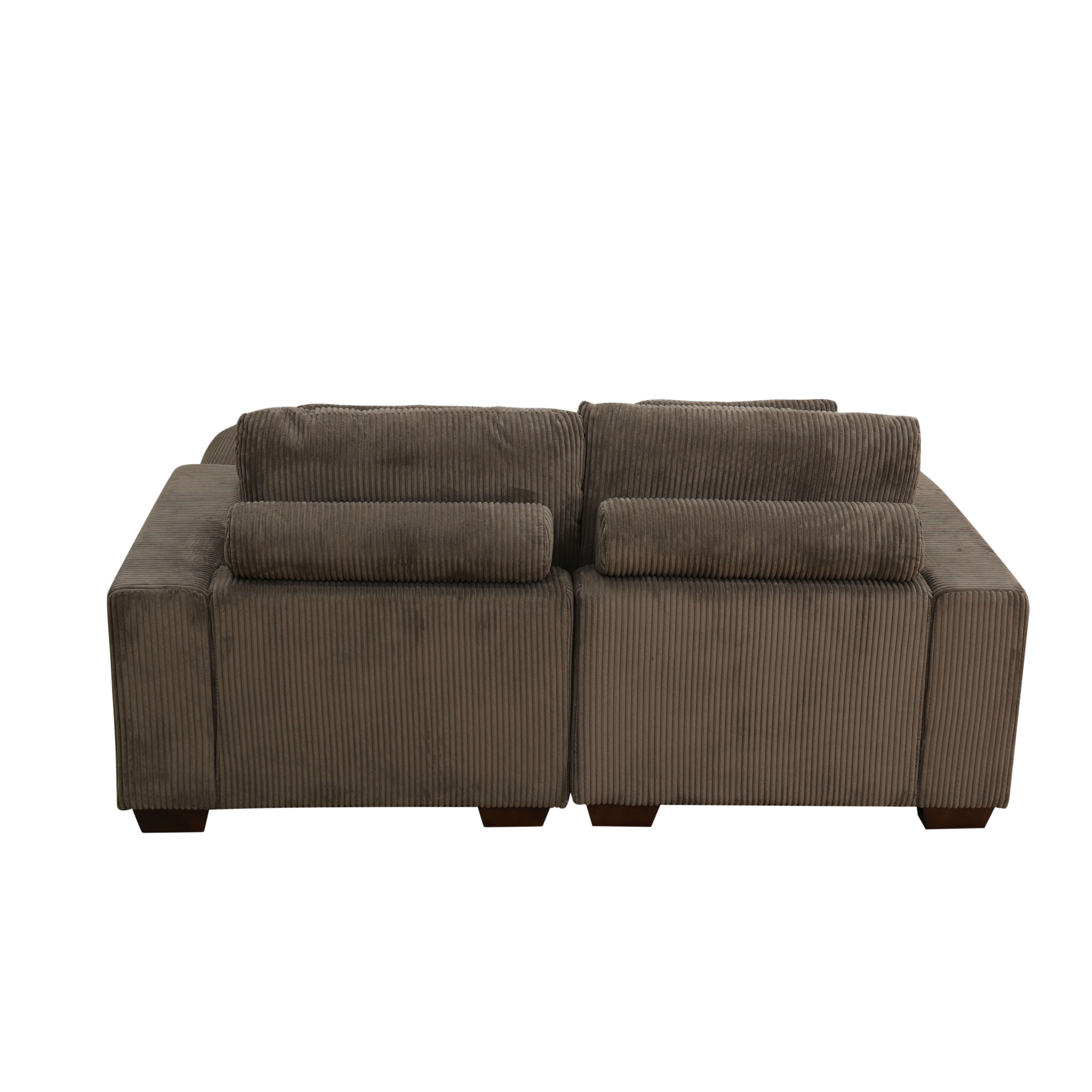 MAYEERTY Modular L-Shaped Sectional Sofa Set, Upholstered Couch with Ottoman & Anti-Insect Solid Wood Frame, for Living Room Family Room Apartment, Brown