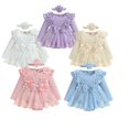 thumbnail image 3 of GYRATEDREAM Baby Girl Clothes Fall Winter Outfit Long Sleeve Romper Dress Lace Ruffles Bodysuit with Bow Headband, 3 of 3