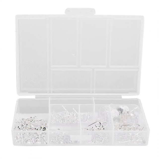 Kit para hacer pendientes, cuentas redondas, pendientes, alambres para orejas, ganchos para pendientes, accesorios de joyería, conjunto de plata