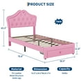 thumbnail image 3 of BeesClover Twin Size Princess Bed Frame with Storage Drawers & LED Lights, Upholstered Platform Beds with Velvet Crystal Button, No Box Spring Needed, Noise-Free Bed Frame for Child, 3 of 9