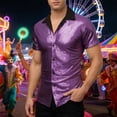 thumbnail image 2 of QHFBli Men's Sequin Dress Shirt 70s Disco Sparkle Party Short Sleeve Button Down Shirts, 2 of 8