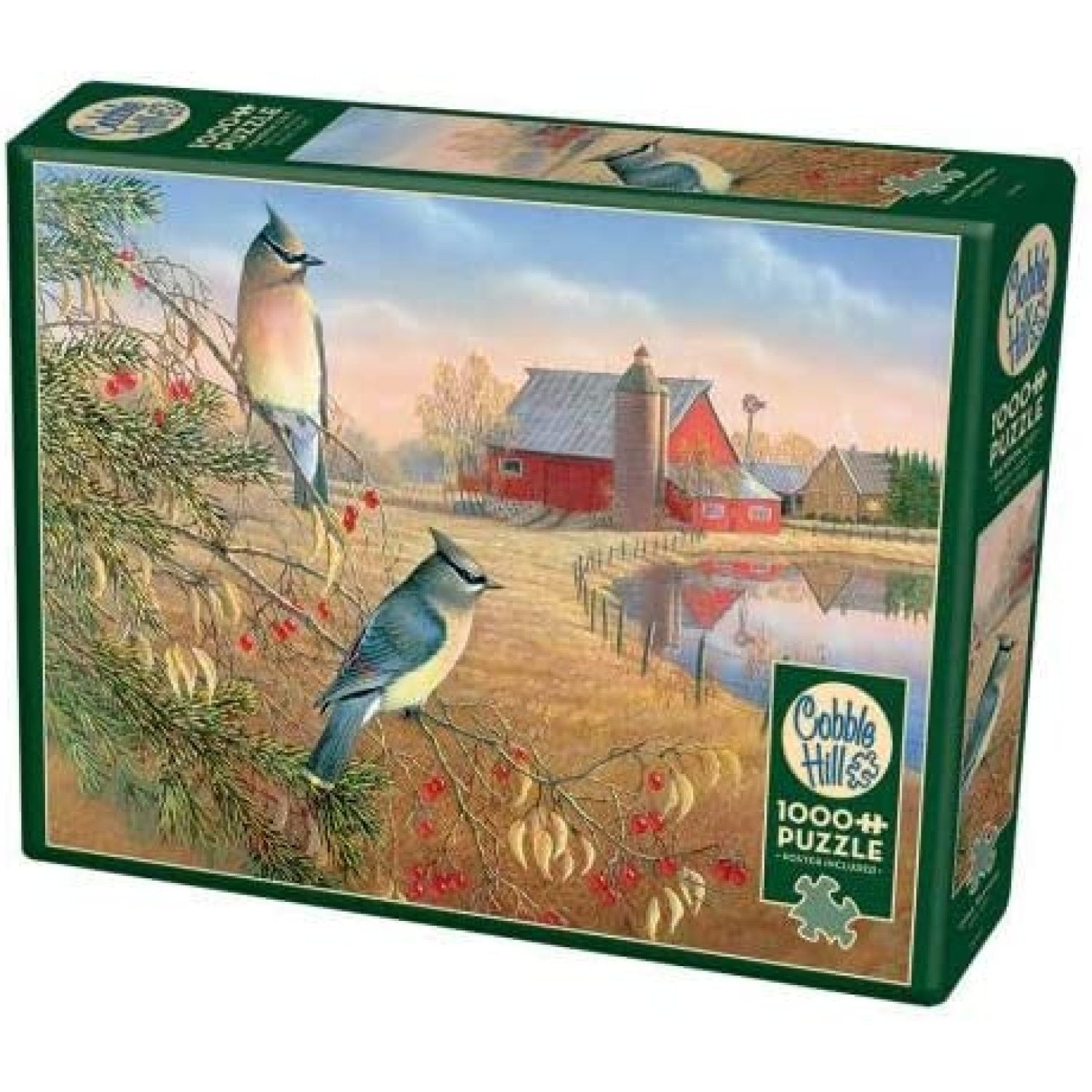 Cobble Hill 1000 Piece Puzzle Cedar Waxwings Sample Poster Included