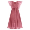 thumbnail image 3 of IBTOM CASTLE Flower Girl Flowy Ruffle Chiffon Trim A-Line Dress for Kid Wedding Junior Bridesmaid Communion Party Pageant Maxi Belted Gown 15-16 Years Pink, 3 of 8