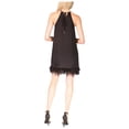 thumbnail image 2 of MICHAEL MICHAEL KORS Womens Black Feathered Textured Tie Closure Logo Hardware Lined Sleeveless Halter Above The Knee Cocktail Shift Dress S, 2 of 2
