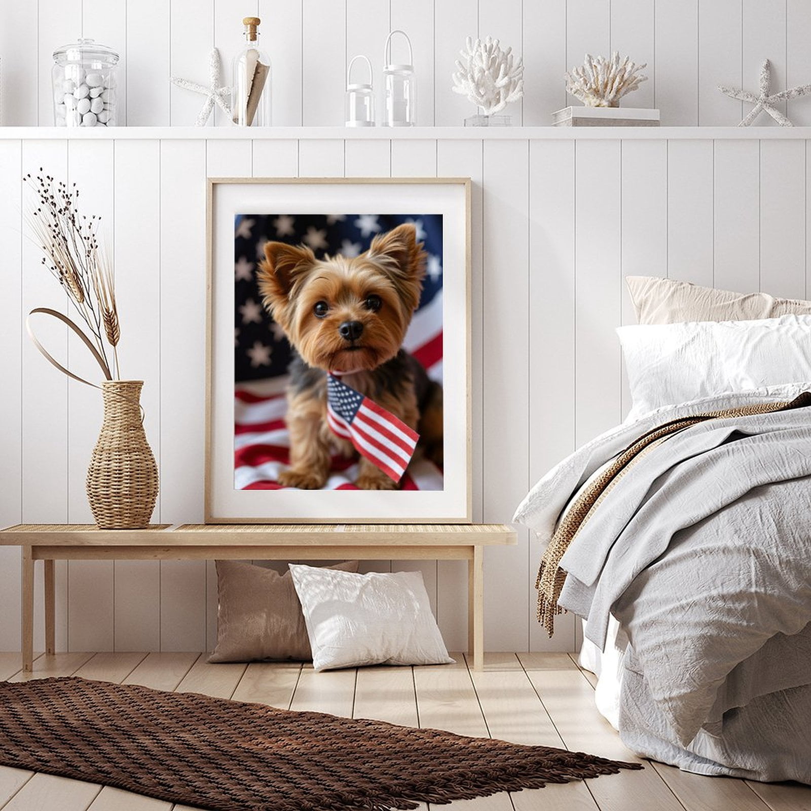 Diamond Art Kits for Adults - 5d Yorkshire Terrier Patriotic Paws Diamond Painting for Adults, Diamond Art for Adults Beginners, Diamond Painting Kits for Adults for Home Wall Decor
