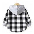 thumbnail image 6 of WQNVRNR Toddler Boys Hooded Shirt Jacket Casual Button Down Plaid Print Long Sleeve Lightweight Casual Outerwear Black 2T, 6 of 9