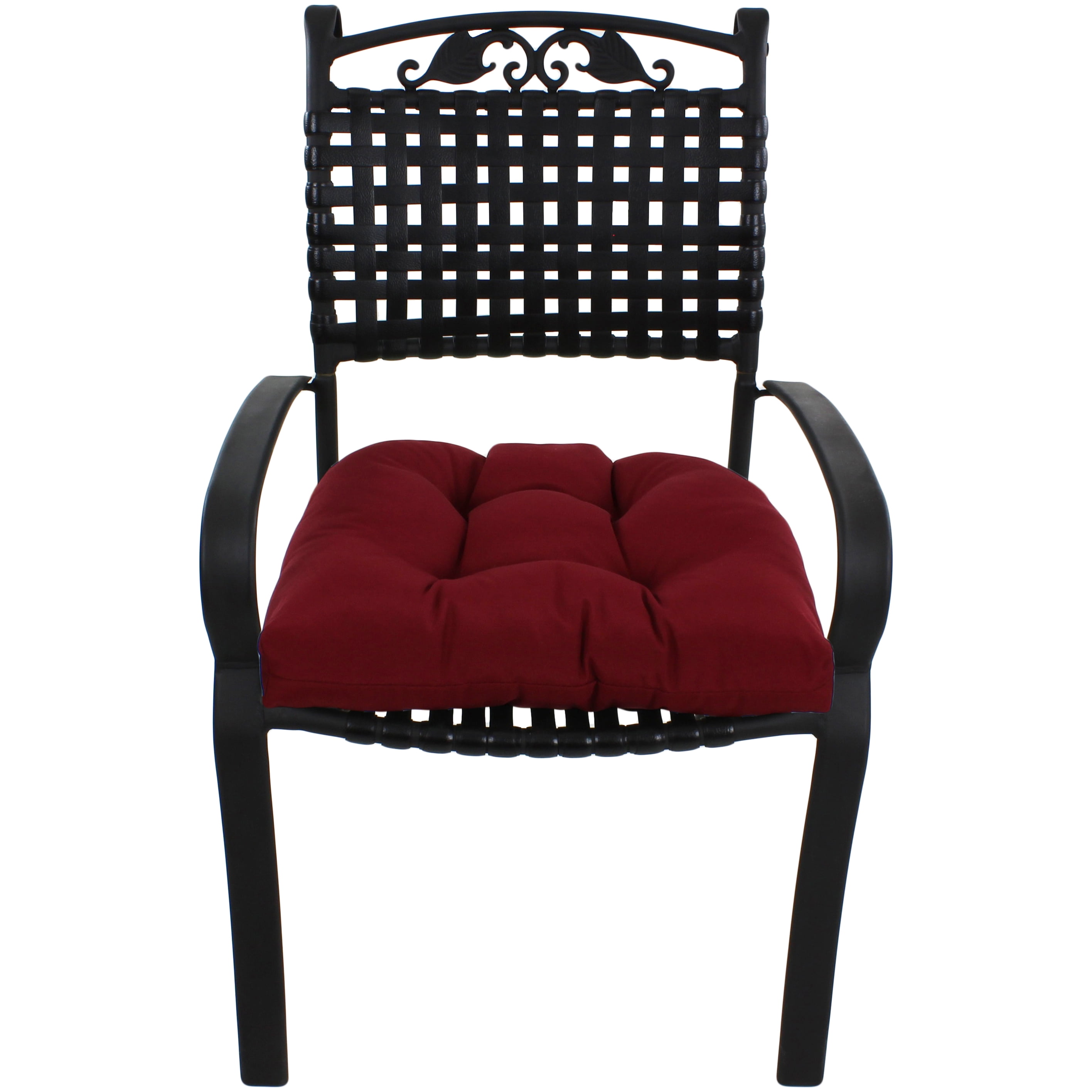 Everything Comfy Burgundy Indoor / Outdoor Seat Cushion Patio D Cushion 20" x 20", 2 Tie Backs