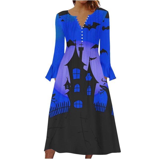 Long Sleeve Dress,Long Dress for Women Summer,Womens Fashion Printed Casual Long Sleeve V-Neck Dress,3/4 Sleeve Dress for Women,Dress for Women Casual Summer
