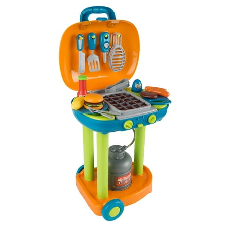 Hey Play BBQ Toy Kitchen Set with Lights, Sounds and Fake Food (Multicolor)