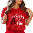 thumbnail image 1 of Gibobby Camisa navideña mujer Camiseta de manga corta con cuello redondo y estampado de Navidad para mujer(Rojo,G), 1 of 5
