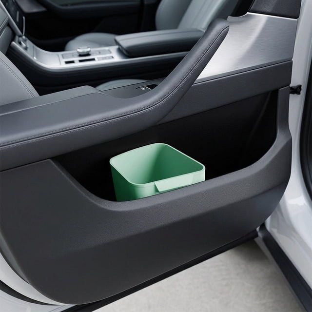 twisto Mini Silicone Car Trash Can Garbage Container Stylish Versatile Accessories Small Compact Auto Interior Organizer Storage Box Green