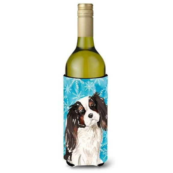 Tricolor Cavalier Spaniel Winter Wine Bottle Beverge Insulator Hugger