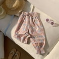thumbnail image 2 of oqasdz Girls Pants Floral Print Casual Long Comfortable Breathable Outdoor Clothes Toddler Kids Mosquito-proof Pants Size 4 Y-5 Y, 2 of 3