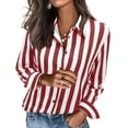 thumbnail image 2 of SBYOJLPB Women's Casual Striped Tops Long Sleeve Button-Up Turndown Collar Shirt Top, 2 of 6