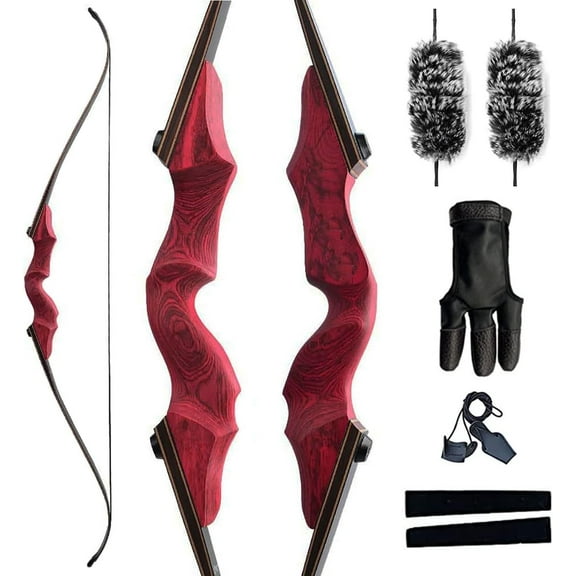 Black Hunter Recurve Bow for Adults, Archery Takedown Bow Right Hand Wooden Bow for Beginner Outdoor Hunting Training Practice 20-60 lbs LH/RH