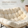 thumbnail image 6 of RADIATA 2-Person Patio Rocking Papasan Chair with Ottoman, Oversized Double Egg Loveseat with Cushion, 620 lbs Wicker Glider Recliner for Outdoor Indoor, Lawn, Deck, Garden, Beige, 6 of 10
