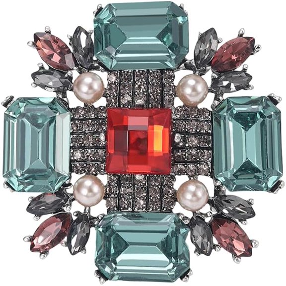 Baroque Rhinestone Brooch Pin for Women Men Vintage Crystal Round Ball Victorian Art Deco Brooches Lapel Pins Elegant Dress Accessories Wedding Birthday Jewelry Corsage