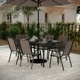 thumbnail image 2 of Flash Furniture 7-Piece Contemporary Aluminum Dining Furniture Sets Brown, 2 of 10